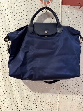 Longchamp Navy Nylon Tote with Top Handles